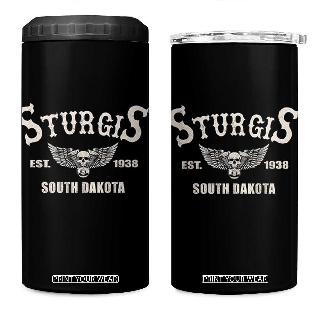 Sturgis South Dakota Est 1938 Motorcycle Biker Skull 4 in 1 Can Cooler Tumbler