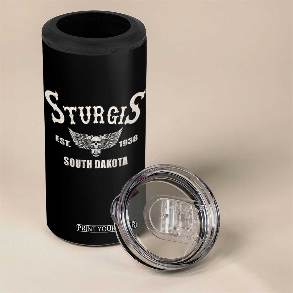 Sturgis South Dakota Est 1938 Motorcycle Biker Skull 4 in 1 Can Cooler Tumbler