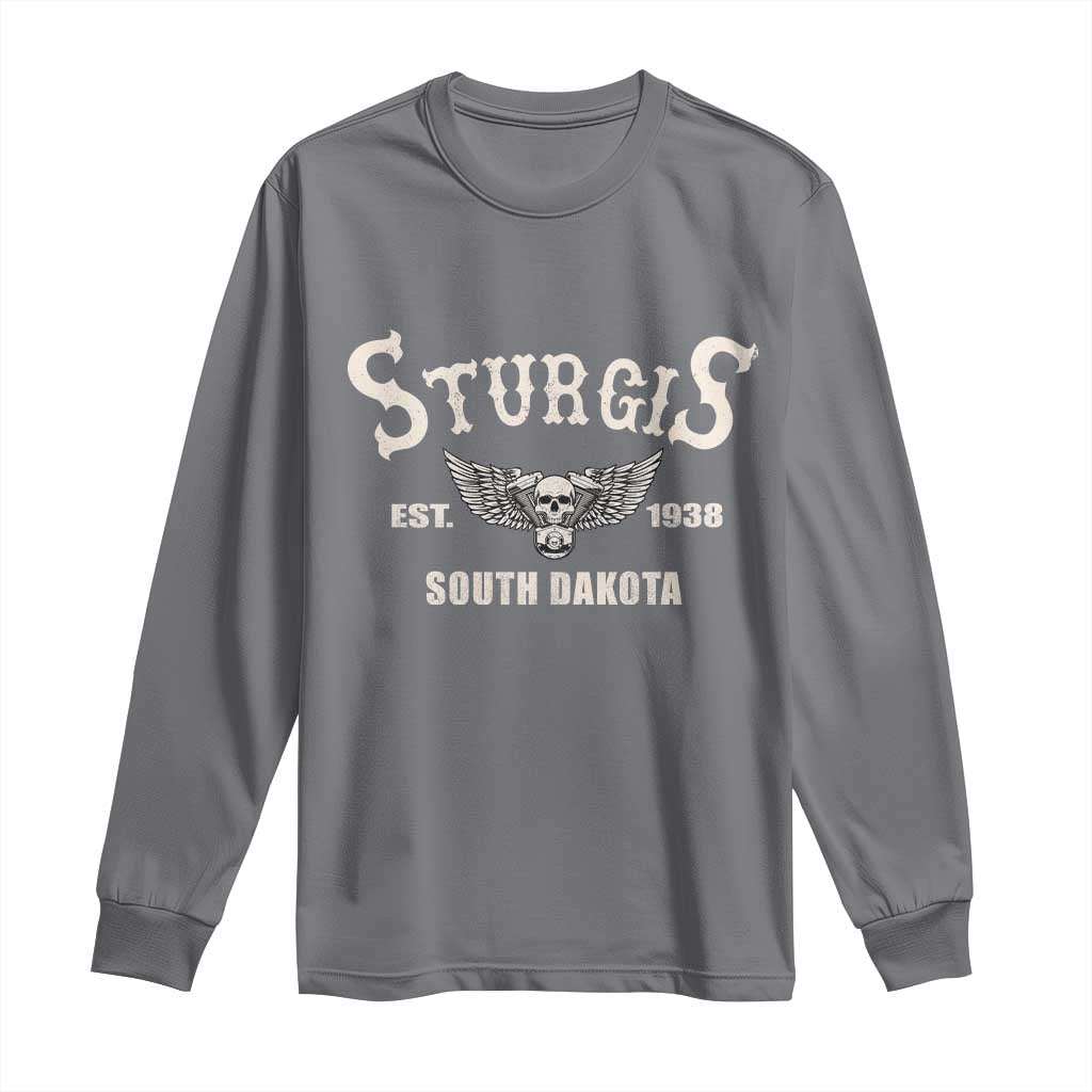 Sturgis South Dakota Est 1938 Motorcycle Biker Skull Long Sleeve Shirt