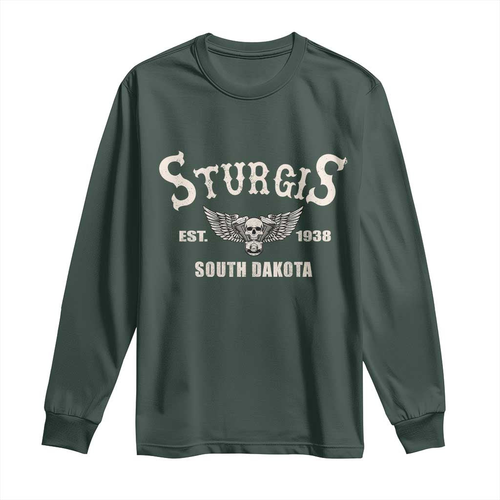 Sturgis South Dakota Est 1938 Motorcycle Biker Skull Long Sleeve Shirt