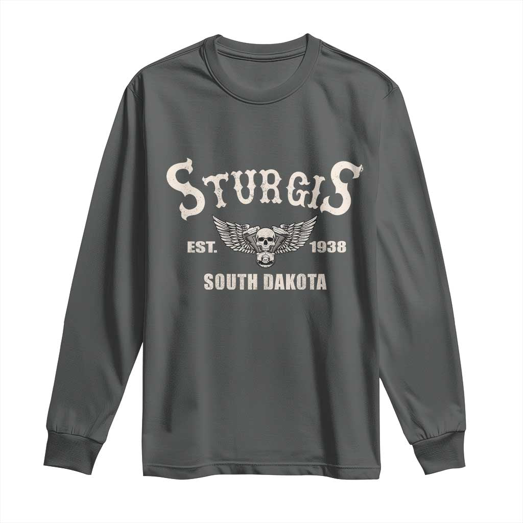 Sturgis South Dakota Est 1938 Motorcycle Biker Skull Long Sleeve Shirt
