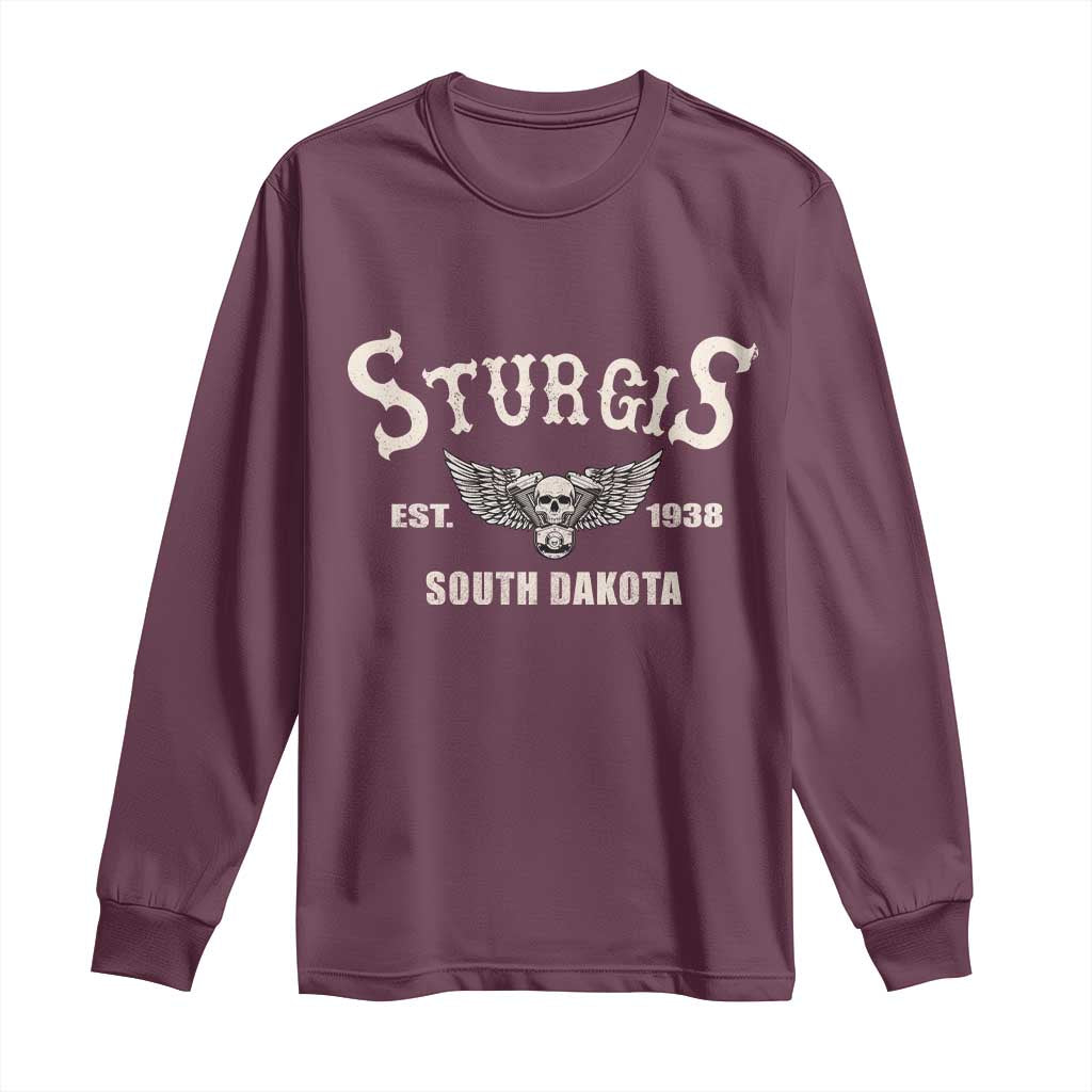 Sturgis South Dakota Est 1938 Motorcycle Biker Skull Long Sleeve Shirt