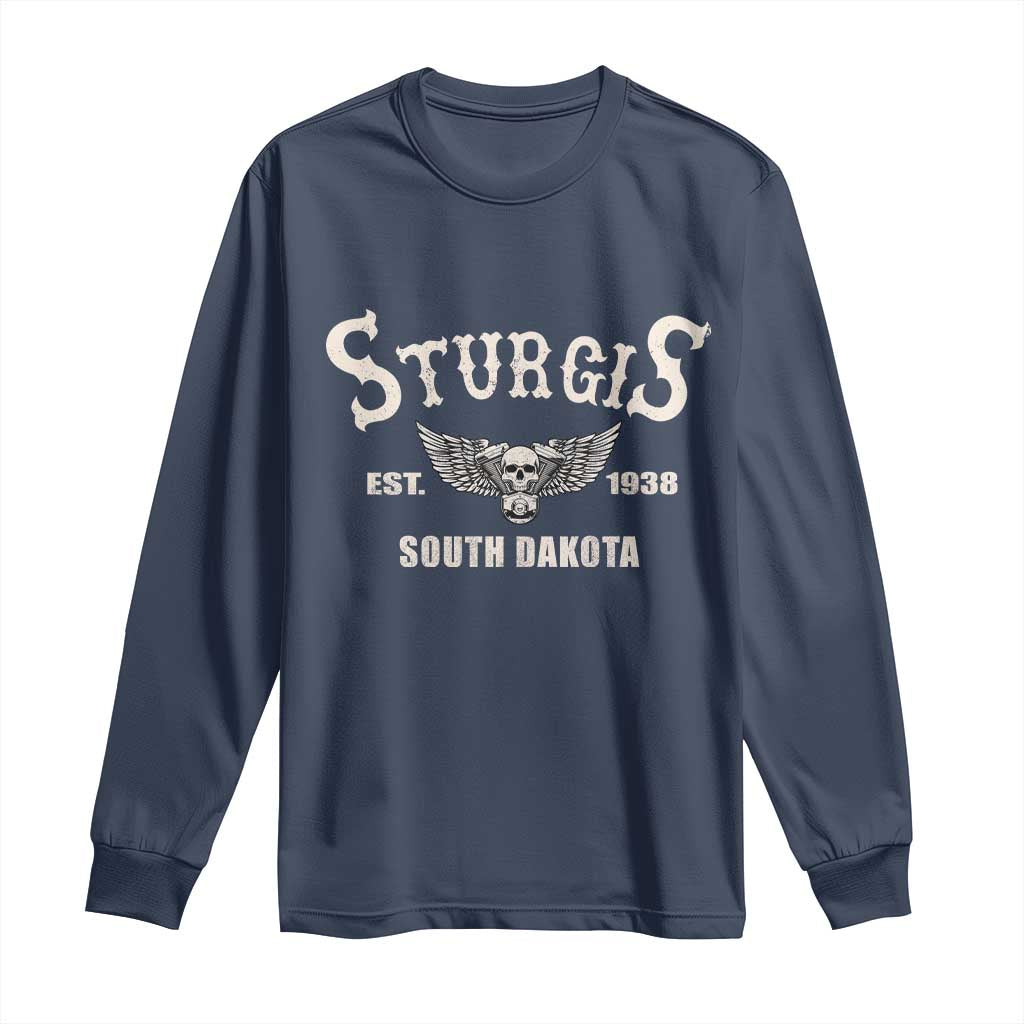 Sturgis South Dakota Est 1938 Motorcycle Biker Skull Long Sleeve Shirt
