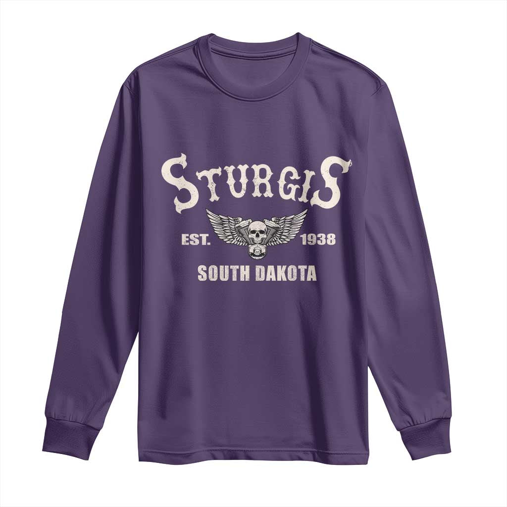 Sturgis South Dakota Est 1938 Motorcycle Biker Skull Long Sleeve Shirt