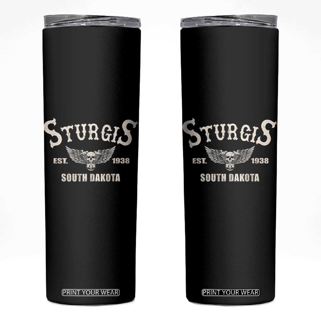 Sturgis South Dakota Est 1938 Motorcycle Biker Skull Skinny Tumbler