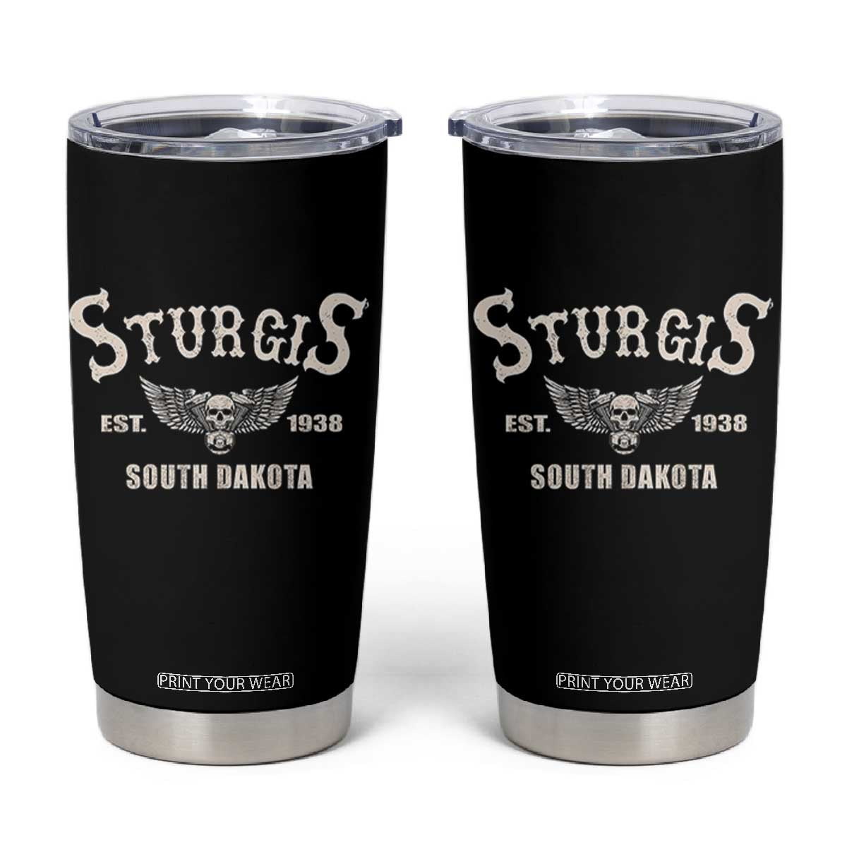 Sturgis South Dakota Est 1938 Motorcycle Biker Skull Tumbler Cup