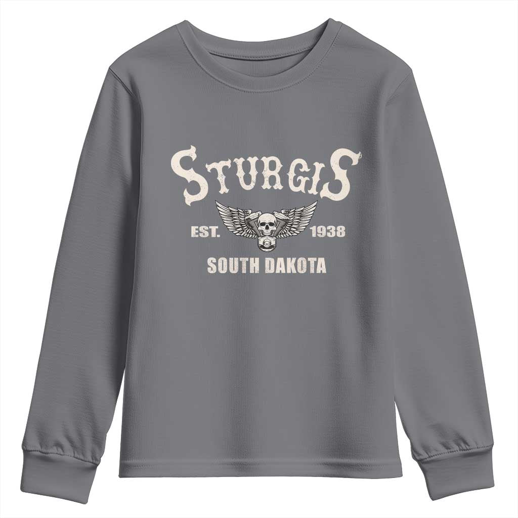 Sturgis South Dakota Est 1938 Motorcycle Biker Skull Youth Sweatshirt