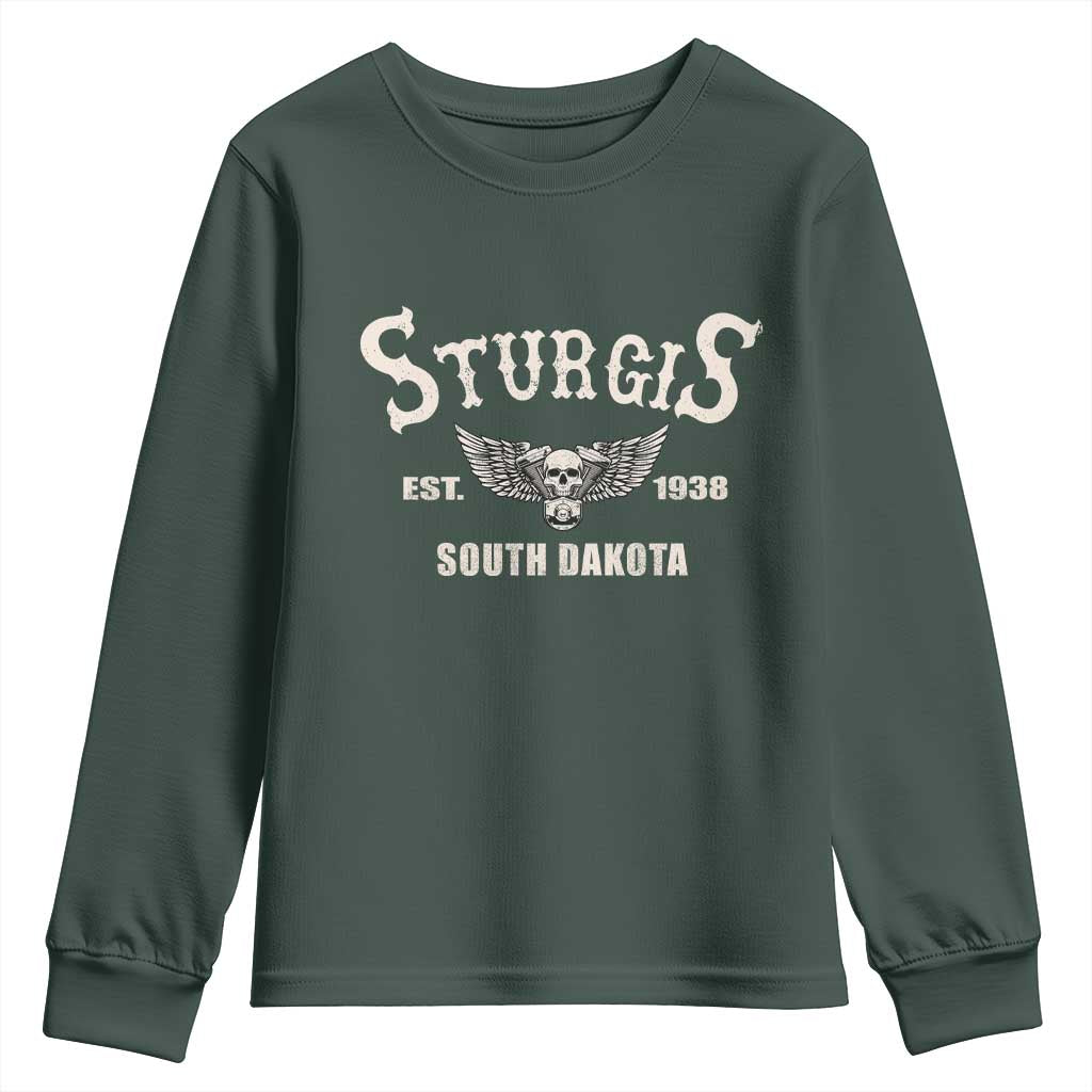 Sturgis South Dakota Est 1938 Motorcycle Biker Skull Youth Sweatshirt