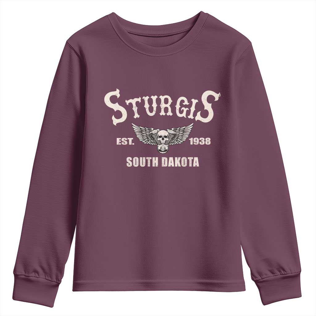 Sturgis South Dakota Est 1938 Motorcycle Biker Skull Youth Sweatshirt