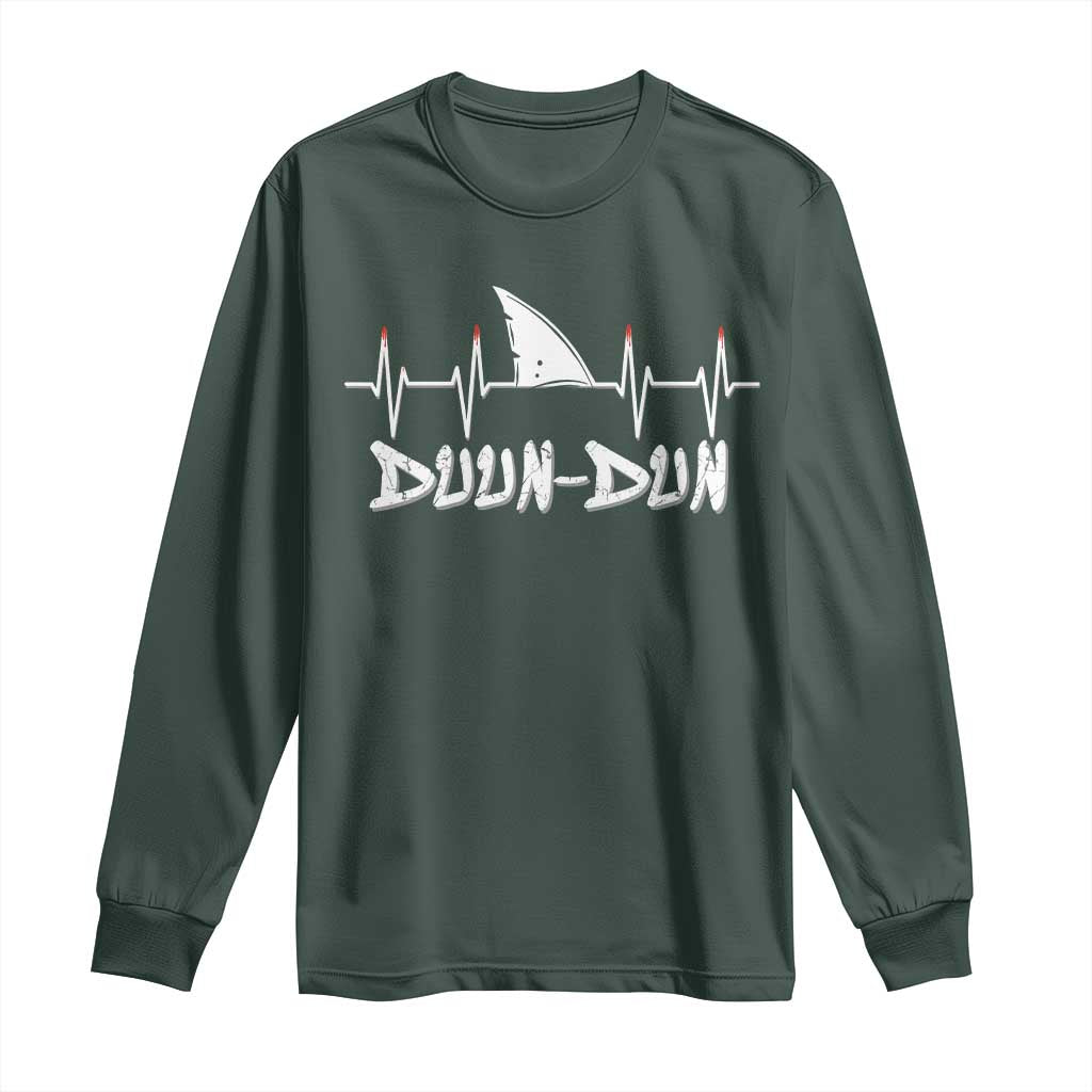 Funny Shark Heartbeat EKG Dunn Ocean Wildlife Long Sleeve Shirt TS11 Dark Forest Green Print Your Wear