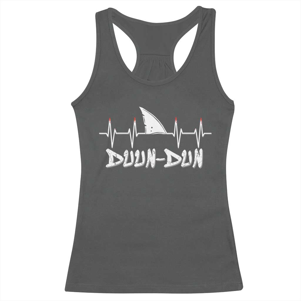 Funny Shark Heartbeat EKG Dunn Ocean Wildlife Racerback Tank Top TS11 Dark Heather Print Your Wear