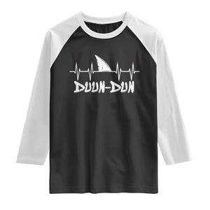 Funny Shark Heartbeat EKG Dunn Ocean Wildlife Raglan Shirt TS11 Black White Print Your Wear