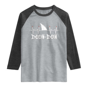Funny Shark Heartbeat EKG Dunn Ocean Wildlife Raglan Shirt TS11 Heather Gray Heather Charcoal Print Your Wear