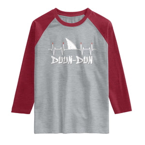 Funny Shark Heartbeat EKG Dunn Ocean Wildlife Raglan Shirt TS11 Heather Gray Heather Red Print Your Wear