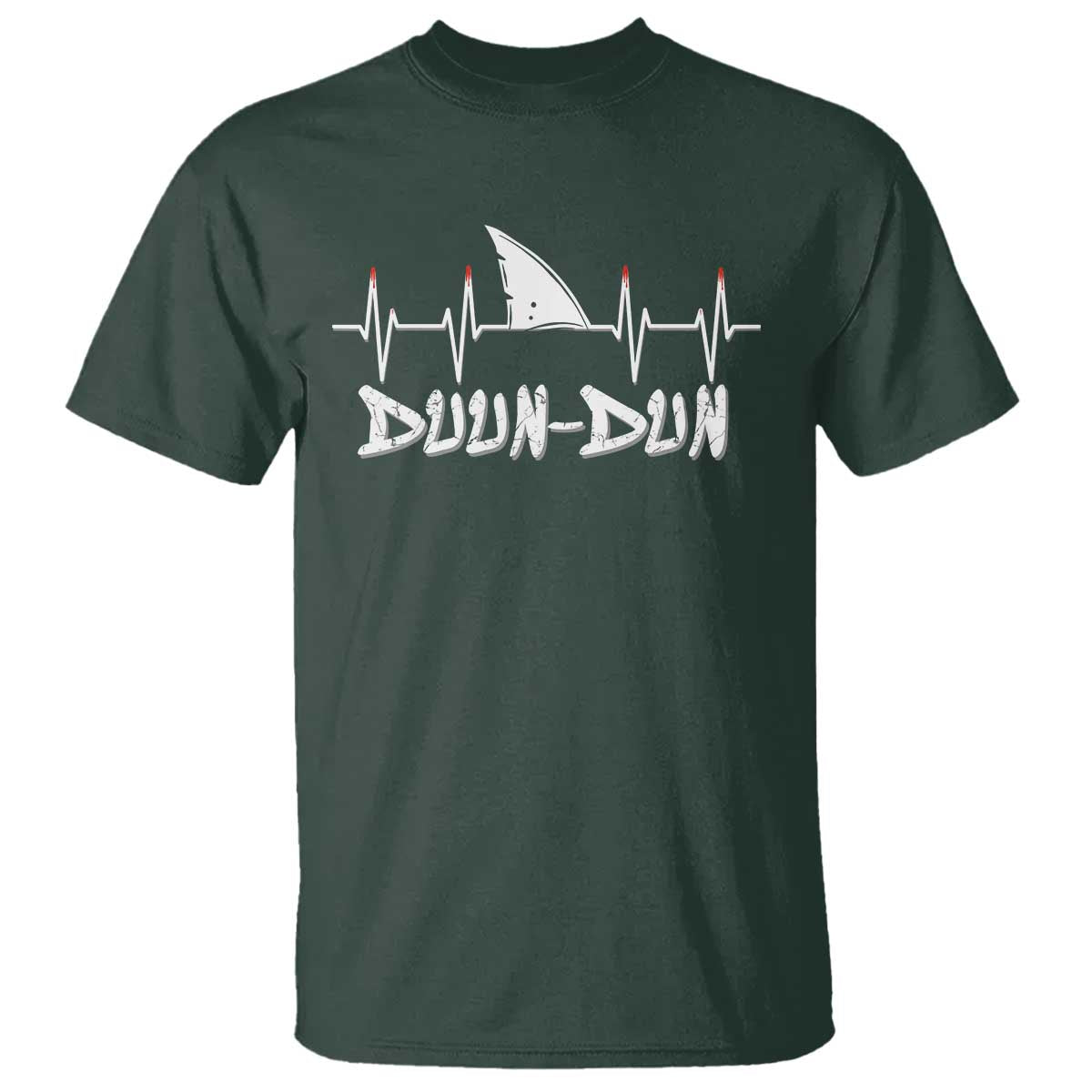 Funny Shark Heartbeat EKG Dunn Ocean Wildlife T Shirt TS11 Dark Forest Green Print Your Wear