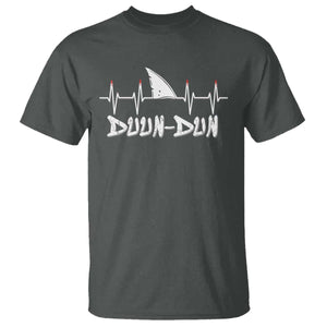 Funny Shark Heartbeat EKG Dunn Ocean Wildlife T Shirt TS11 Dark Heather Print Your Wear