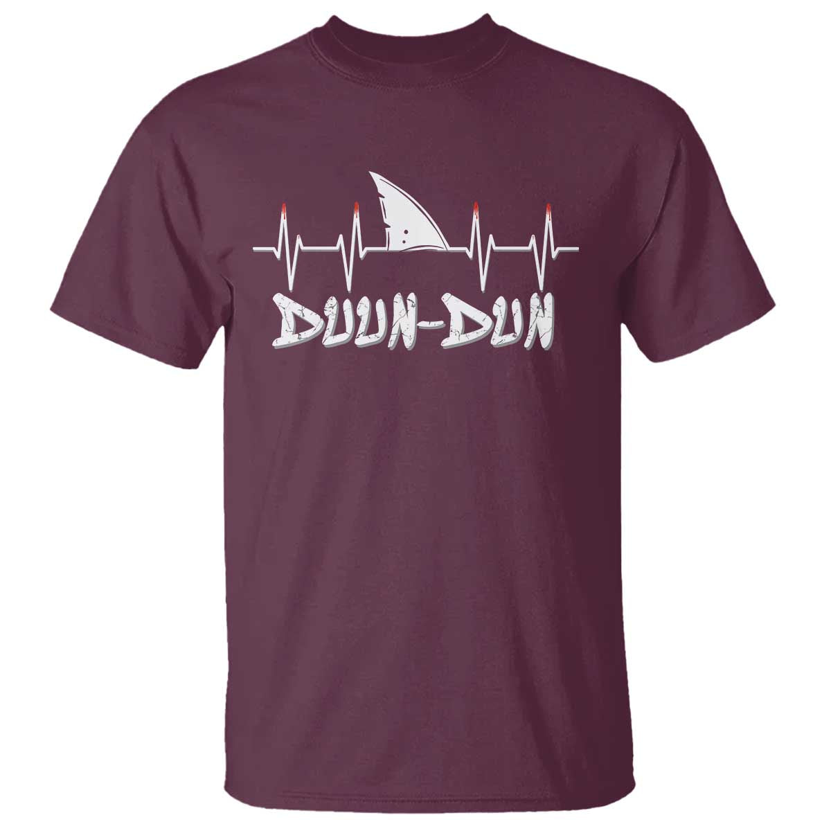 Funny Shark Heartbeat EKG Dunn Ocean Wildlife T Shirt TS11 Maroon Print Your Wear