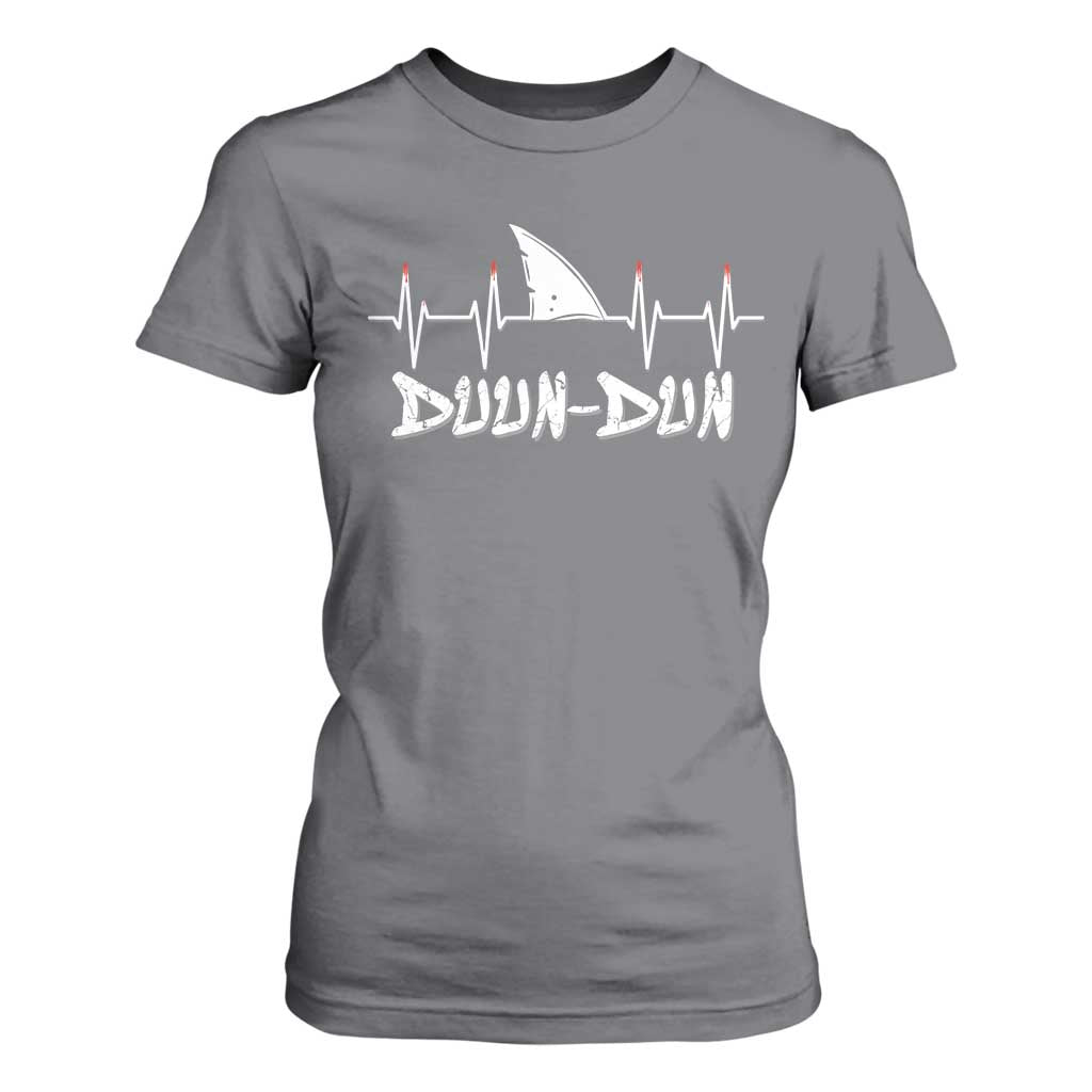 Funny Shark Heartbeat EKG Dunn Ocean Wildlife T Shirt For Women TS11 Charcoal Print Your Wear