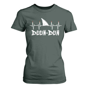 Funny Shark Heartbeat EKG Dunn Ocean Wildlife T Shirt For Women TS11 Dark Forest Green Print Your Wear