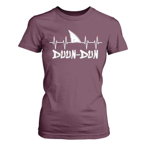 Funny Shark Heartbeat EKG Dunn Ocean Wildlife T Shirt For Women TS11 Maroon Print Your Wear