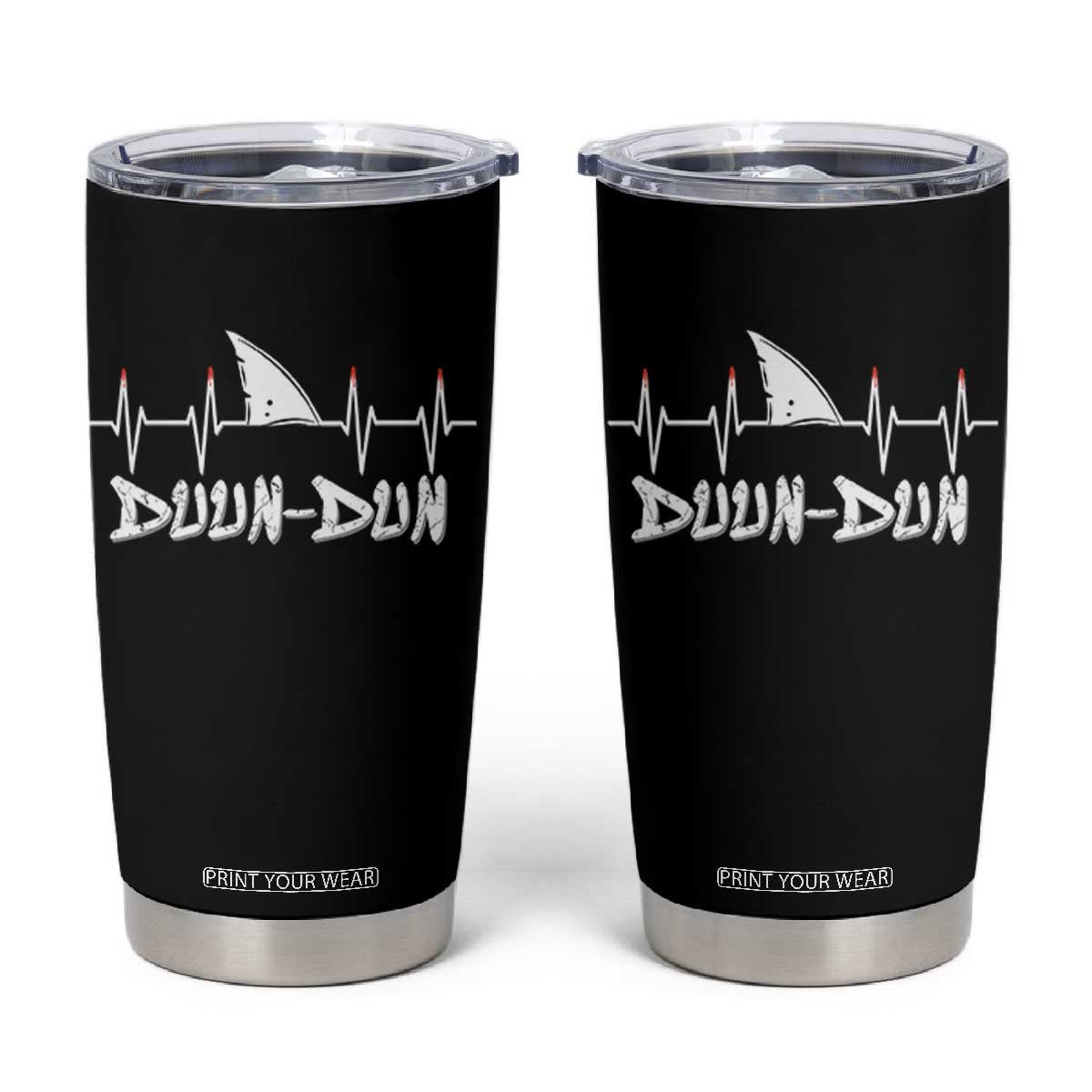 Funny Shark Heartbeat EKG Dunn Ocean Wildlife Tumbler Cup TS11 Black Print Your Wear