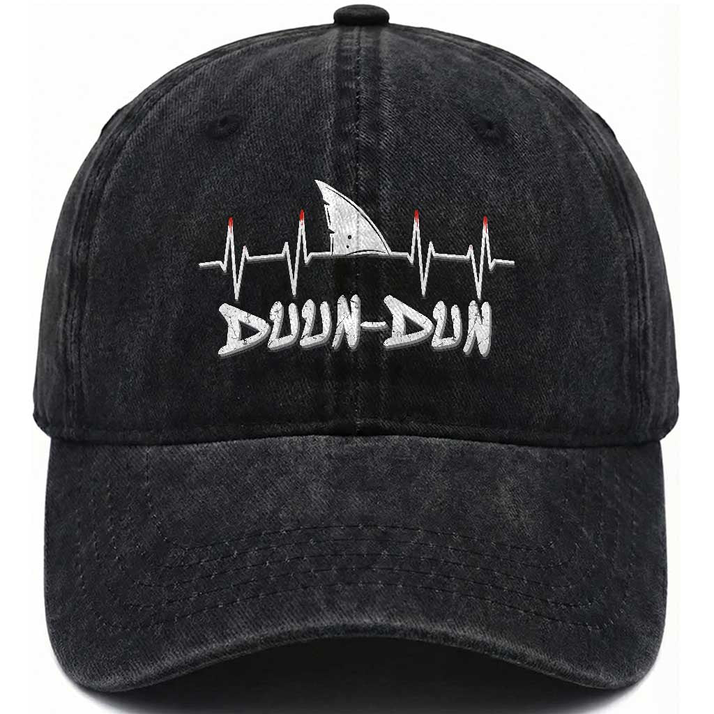 Funny Shark Heartbeat EKG Dunn Ocean Wildlife Washed Cotton Baseball Cap TS11 Print Your Wear
