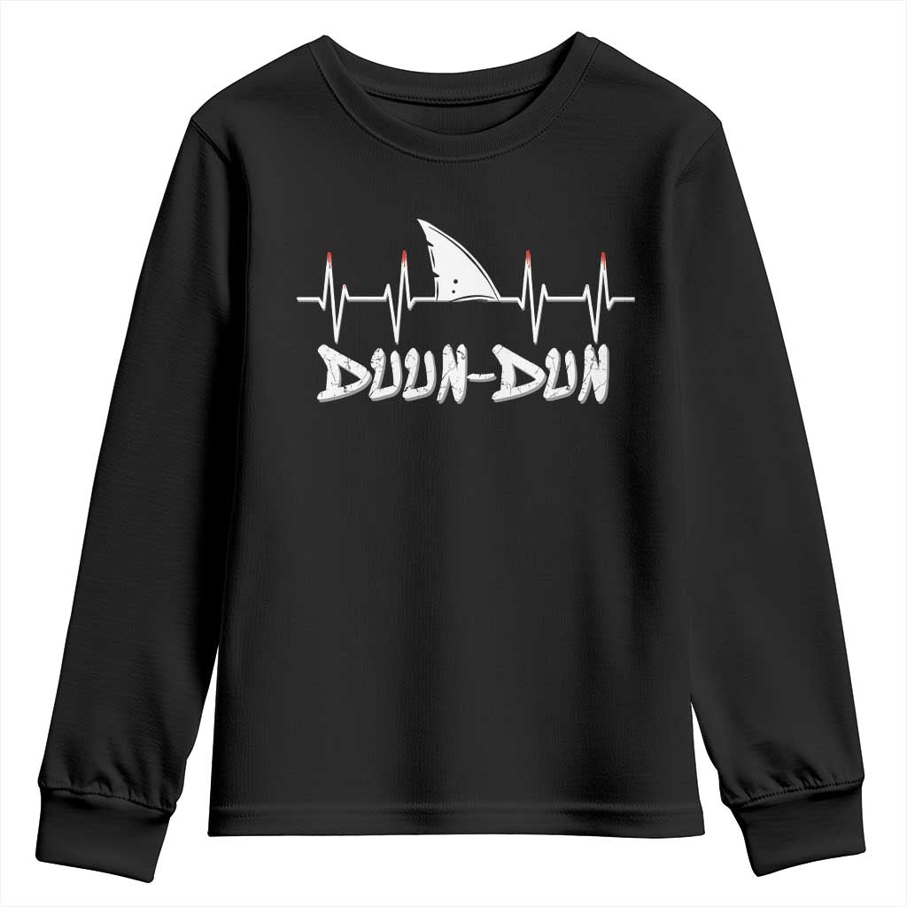 Funny Shark Heartbeat EKG Dunn Ocean Wildlife Youth Sweatshirt TS11 Black Print Your Wear