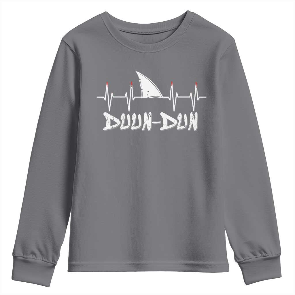 Funny Shark Heartbeat EKG Dunn Ocean Wildlife Youth Sweatshirt TS11 Charcoal Print Your Wear