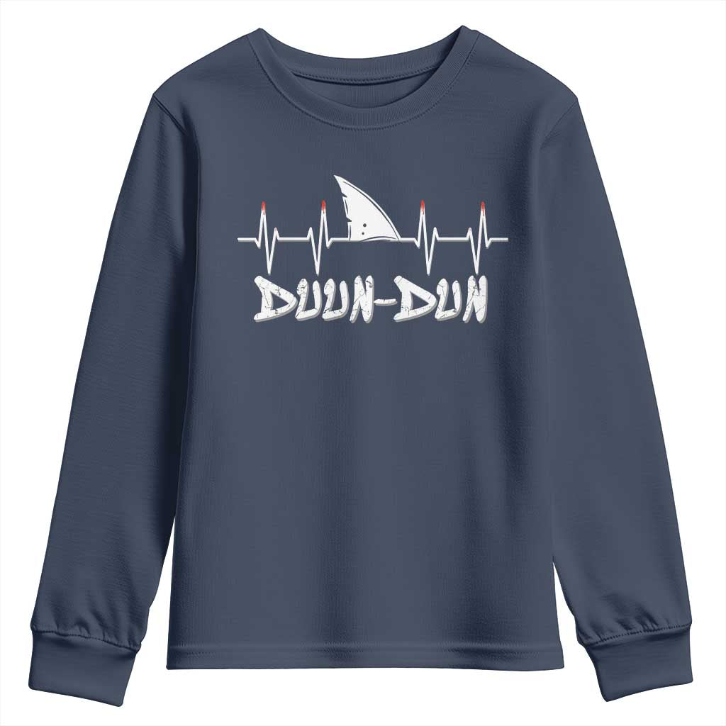 Funny Shark Heartbeat EKG Dunn Ocean Wildlife Youth Sweatshirt TS11 Navy Print Your Wear