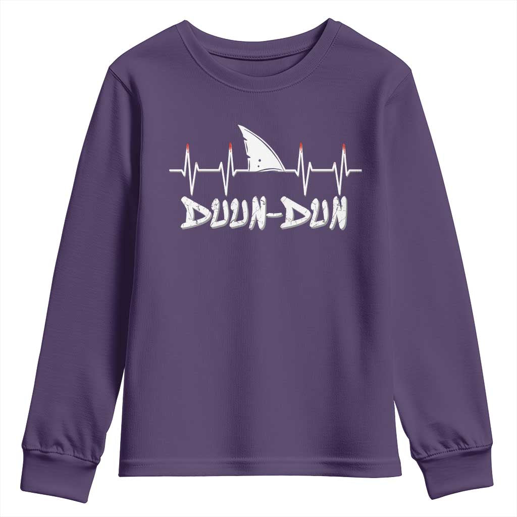 Funny Shark Heartbeat EKG Dunn Ocean Wildlife Youth Sweatshirt TS11 Purple Print Your Wear