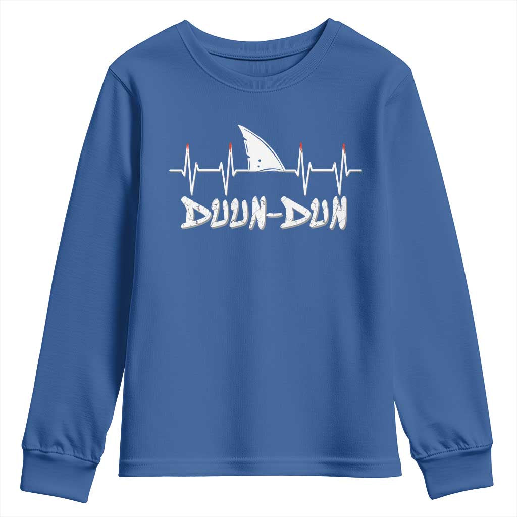 Funny Shark Heartbeat EKG Dunn Ocean Wildlife Youth Sweatshirt TS11 Royal Blue Print Your Wear