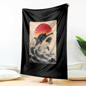 Black Cat Hunting Shark Ukiyo e Ocean Art Throw Blanket Funny Japanese Style Graphic TS11 Print Your Wear