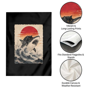 Black Cat Hunting Shark Ukiyo e Ocean Art Garden Flag Funny Japanese Style Graphic TS11 Print Your Wear