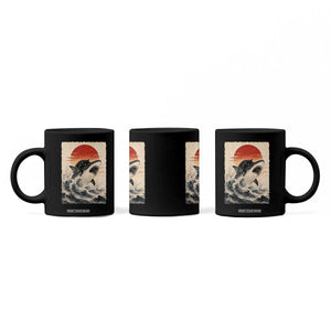 Black Cat Hunting Shark Ukiyo e Ocean Art Coffee Mug Funny Japanese Style Graphic TS11 Print Your Wear