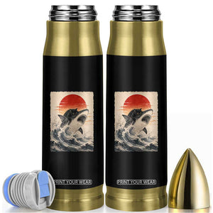 Black Cat Hunting Shark Ukiyo e Ocean Art Bullet Tumbler Funny Japanese Style Graphic TS11 Black Print Your Wear