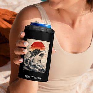 Black Cat Hunting Shark Ukiyo e Ocean Art 4 in 1 Can Cooler Tumbler Funny Japanese Style Graphic TS11 Print Your Wear