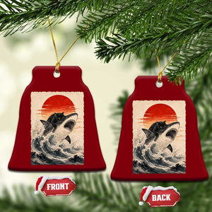 Black Cat Hunting Shark Ukiyo e Ocean Art Ceramic Ornament Funny Japanese Style Graphic TS11 Print Your Wear