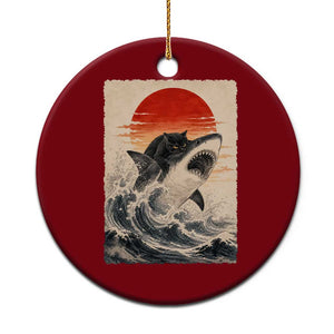 Black Cat Hunting Shark Ukiyo e Ocean Art Ceramic Ornament Funny Japanese Style Graphic TS11 1pc Red Print Your Wear
