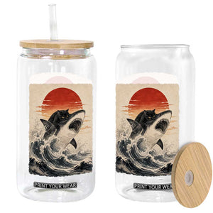 Black Cat Hunting Shark Ukiyo e Ocean Art Glass Can Funny Japanese Style Graphic TS11 Print Your Wear