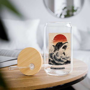 Black Cat Hunting Shark Ukiyo e Ocean Art Glass Can Funny Japanese Style Graphic TS11 Print Your Wear