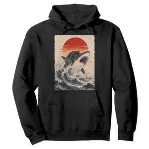 Black Cat Hunting Shark Ukiyo e Ocean Art Hoodie Funny Japanese Style Graphic TS11 Black Print Your Wear