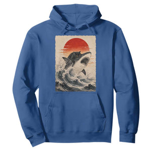 Black Cat Hunting Shark Ukiyo e Ocean Art Hoodie Funny Japanese Style Graphic TS11 Royal Blue Print Your Wear