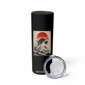 Black Cat Hunting Shark Ukiyo e Ocean Art Skinny Tumbler Funny Japanese Style Graphic TS11 Print Your Wear