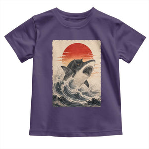 Black Cat Hunting Shark Ukiyo e Ocean Art Toddler T Shirt Funny Japanese Style Graphic TS11 Purple Print Your Wear