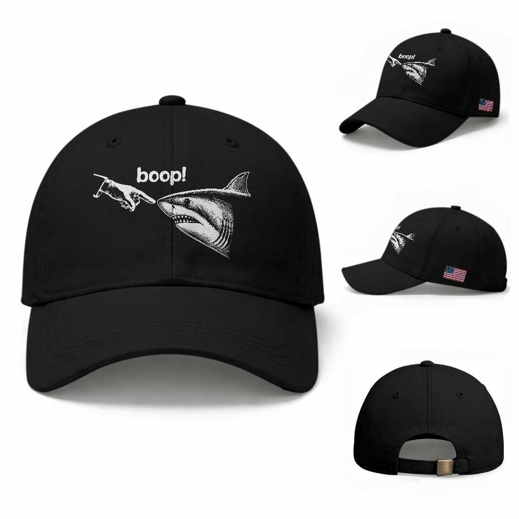 Boop Shark Meme Baseball Cap Funny Nose Touch Shark Lovers Ocean Life TS11 Baseball Cap Universal Fit Black Print Your Wear