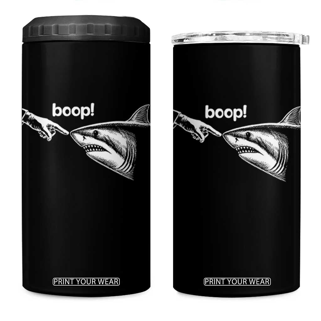 Boop Shark Meme 4 in 1 Can Cooler Tumbler Funny Nose Touch Shark Lovers Ocean Life TS11 One Size: 16 oz Black Print Your Wear
