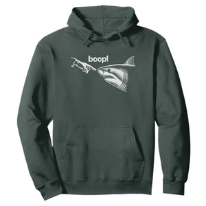 Boop Shark Meme Hoodie Funny Nose Touch Shark Lovers Ocean Life TS11 Dark Forest Green Print Your Wear