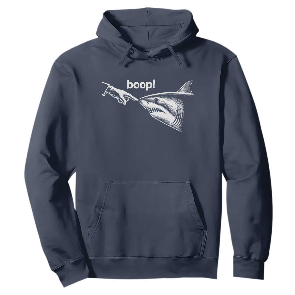 Boop Shark Meme Hoodie Funny Nose Touch Shark Lovers Ocean Life TS11 Navy Print Your Wear