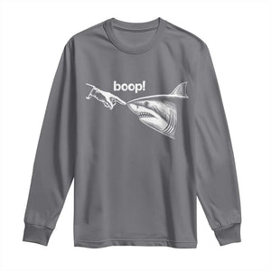 Boop Shark Meme Long Sleeve Shirt Funny Nose Touch Shark Lovers Ocean Life TS11 Charcoal Print Your Wear