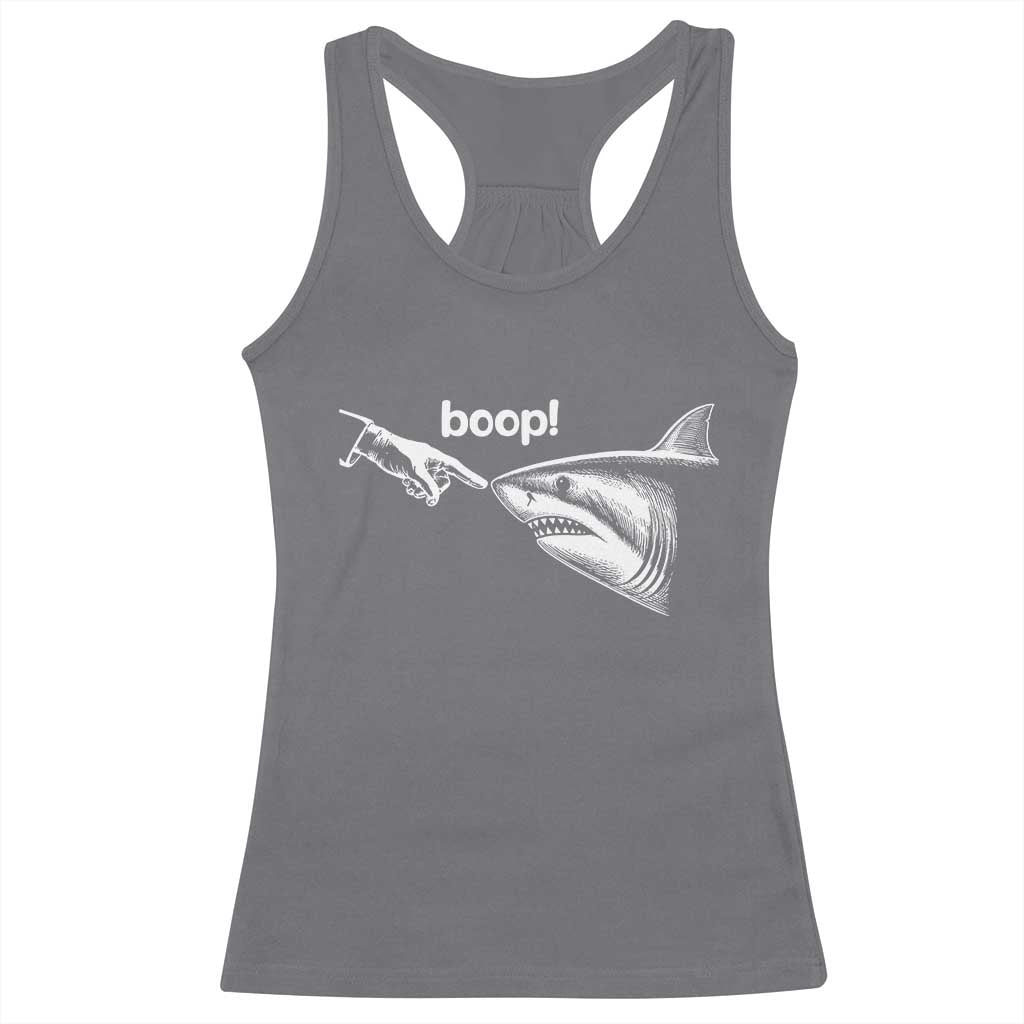 Boop Shark Meme Racerback Tank Top Funny Nose Touch Shark Lovers Ocean Life TS11 Charcoal Print Your Wear